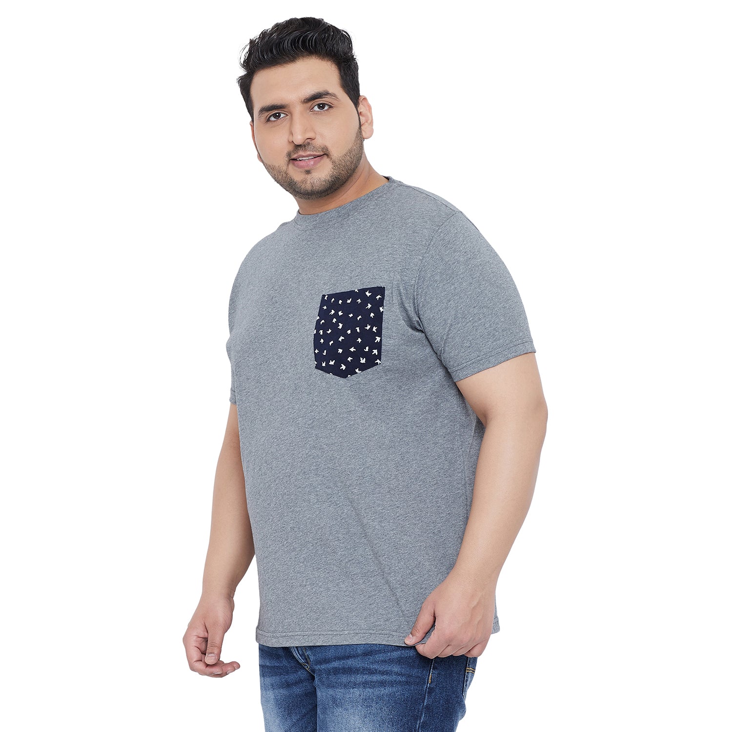 Men Plus Size Stoddart Solid Round Neck Tshirt - bigbanana