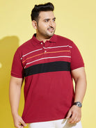 Men Plus Size Stubble Colorblock Polo Tshirt - bigbanana