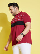 Men Plus Size Stubble Colorblock Polo Tshirt - bigbanana