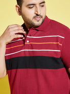 Men Plus Size Stubble Colorblock Polo Tshirt - bigbanana