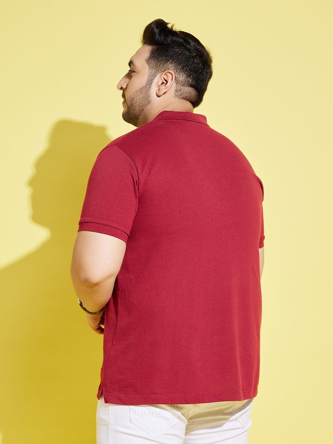 Men Plus Size Stubble Colorblock Polo Tshirt - bigbanana