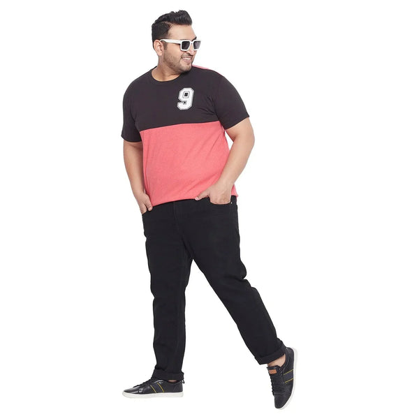 Men Plus Size Swayer Colorblock Round Neck Tshirt