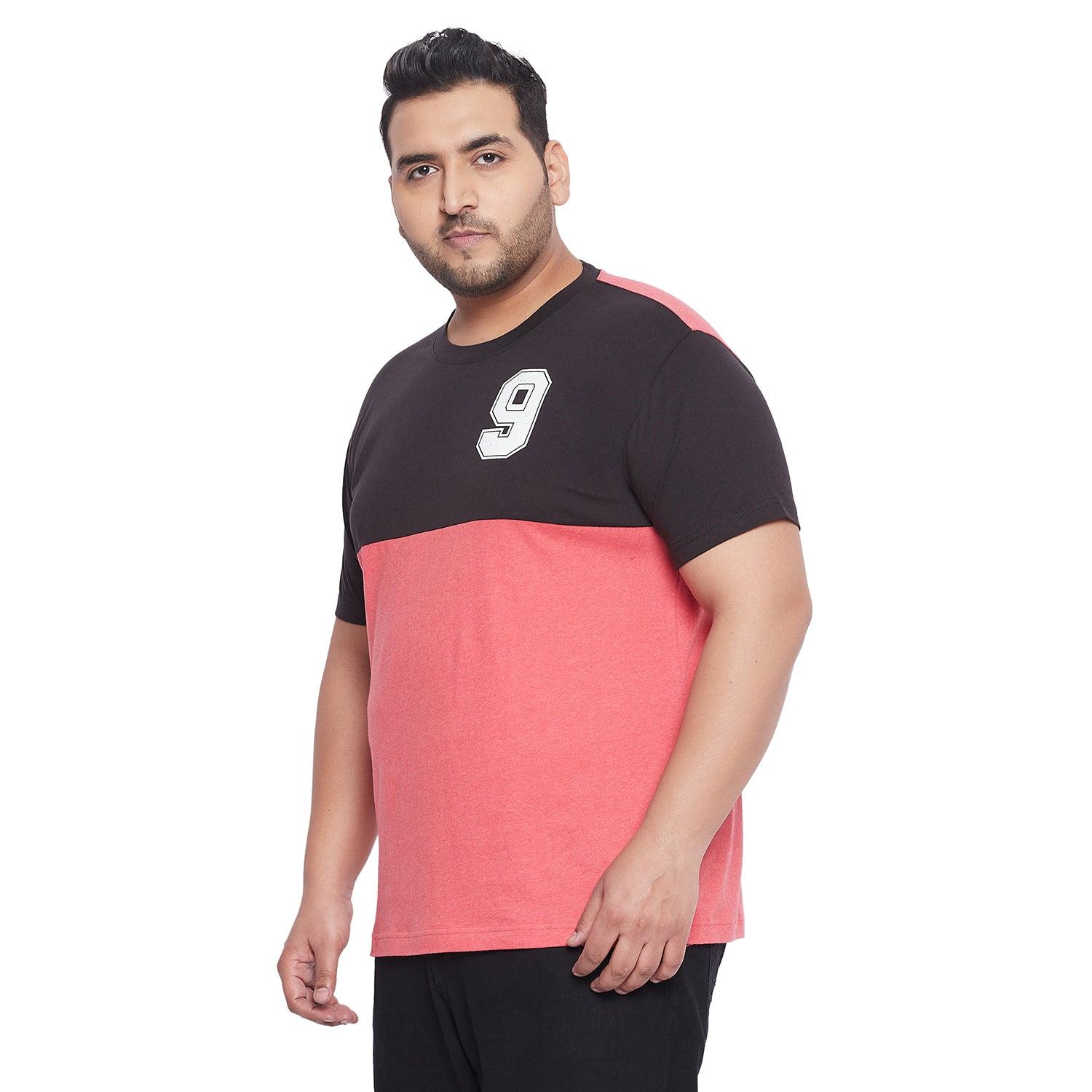 Men Plus Size Swayer Colorblock Round Neck Tshirt - bigbanana