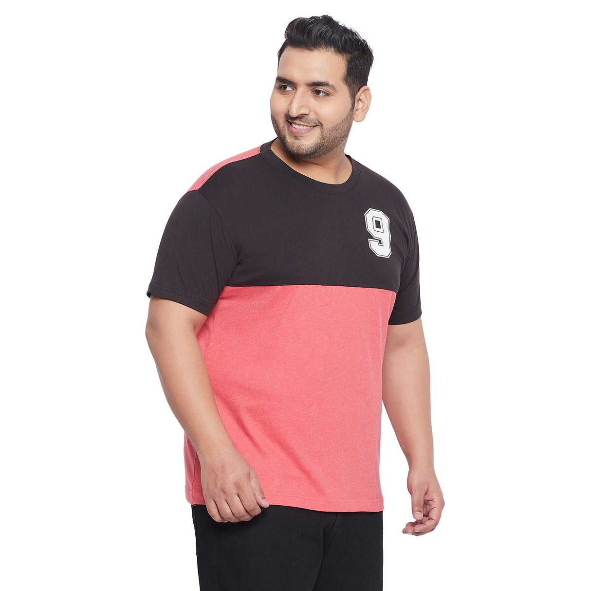 Men Plus Size Swayer Colorblock Round Neck Tshirt - bigbanana