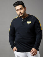 Men Plus Size Tactics Colorblock Henley Tshirt - bigbanana