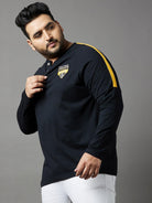 Men Plus Size Tactics Colorblock Henley Tshirt - bigbanana