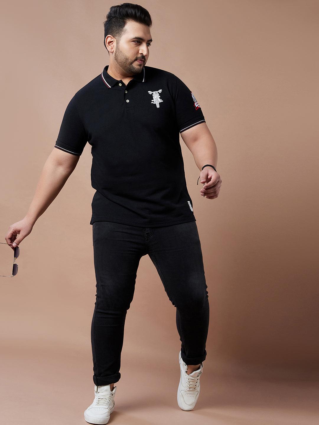 Men Plus Size Tappet Solid Polo Tshirt - bigbanana