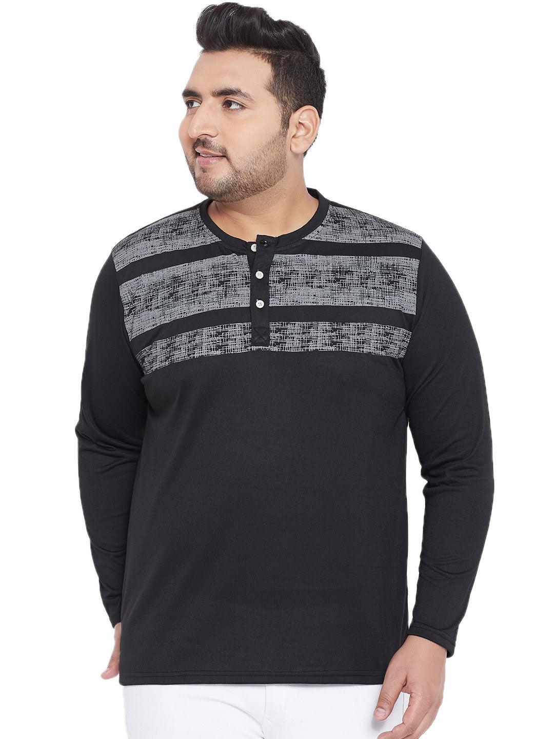 Men Plus Size Terrino Colorblock Henley Tshirt - bigbanana