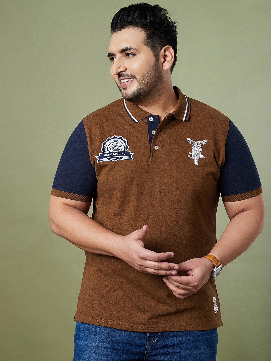 Men Plus Size Throttle Colorblock Polo Tshirt - bigbanana