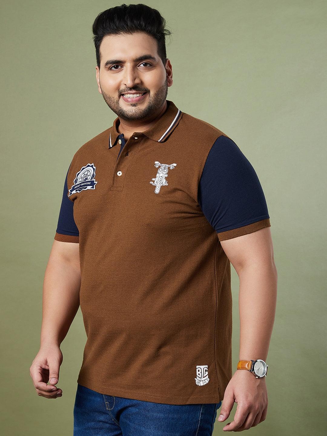 Men Plus Size Throttle Colorblock Polo Tshirt - bigbanana