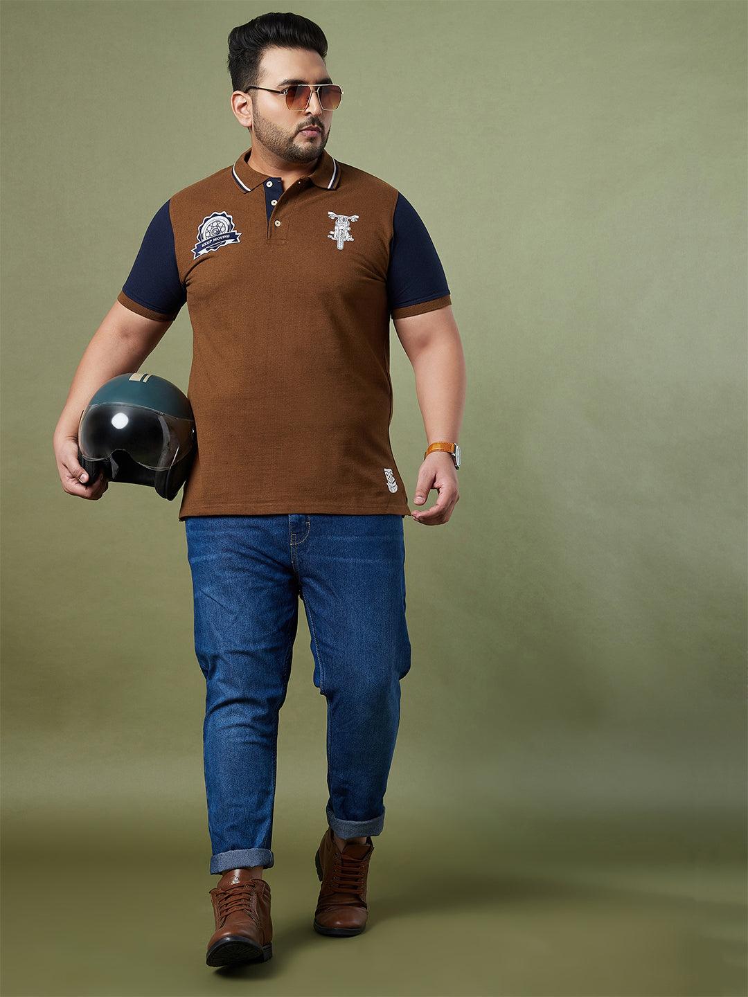 Men Plus Size Throttle Colorblock Polo Tshirt - bigbanana