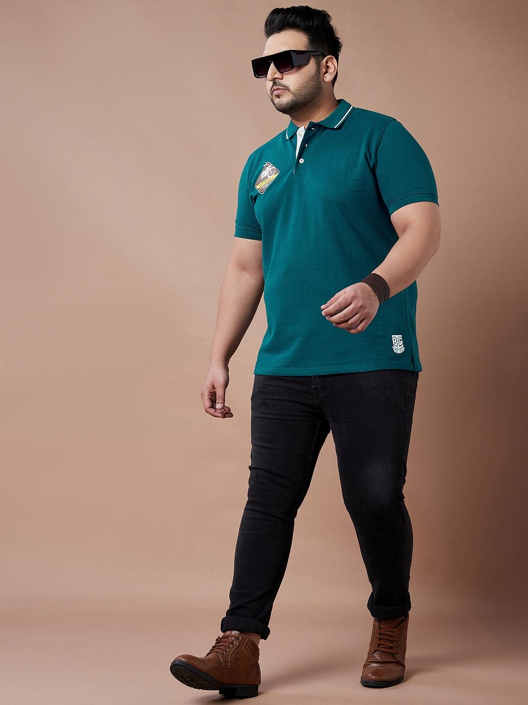 Men Plus Size Tinted Solid Polo Tshirt - bigbanana