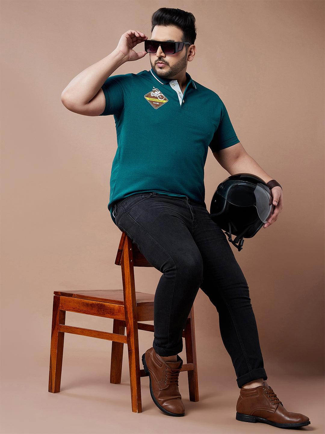 Men Plus Size Tinted Solid Polo Tshirt - bigbanana