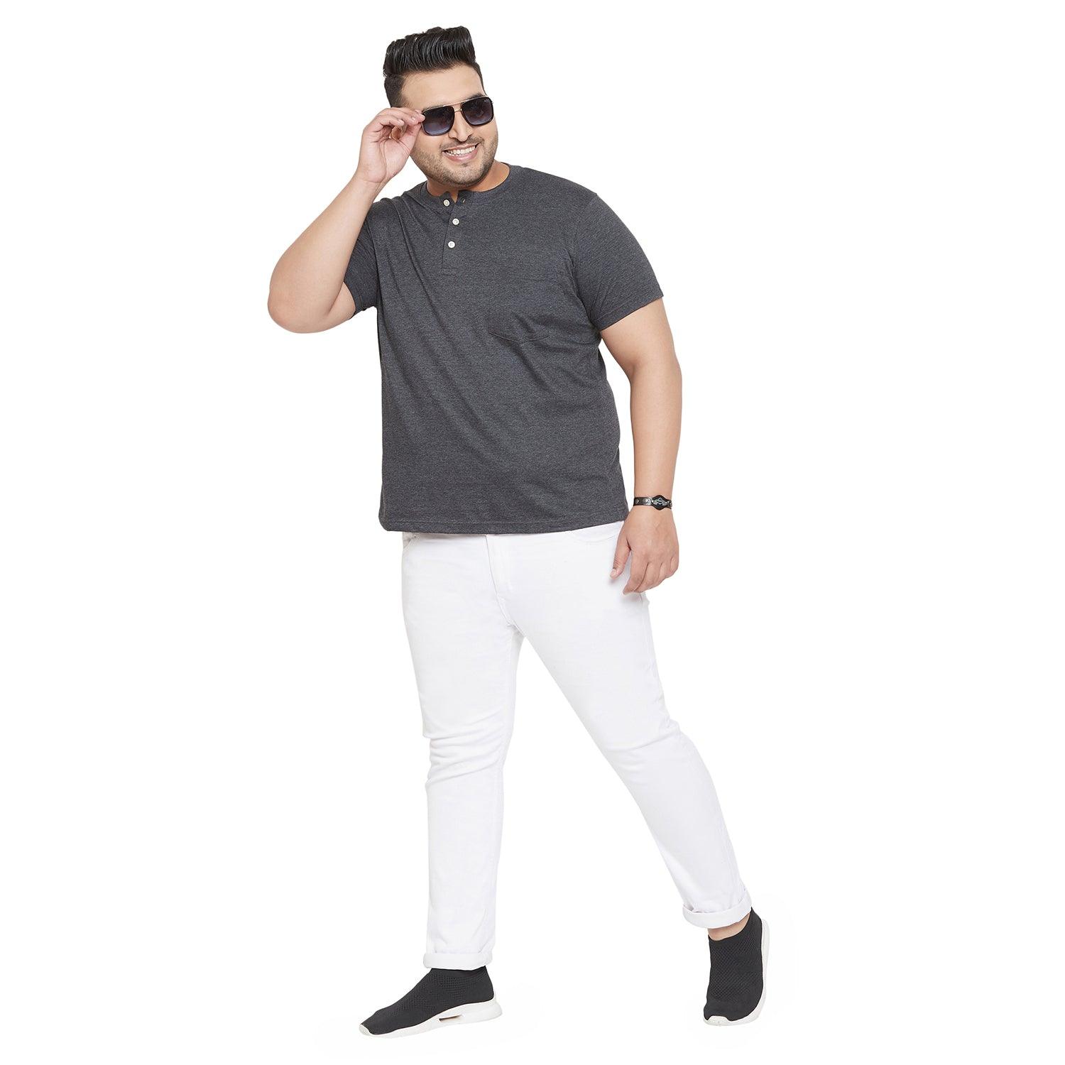 Men Plus Size Tony-G Solid Henley Tshirt - bigbanana