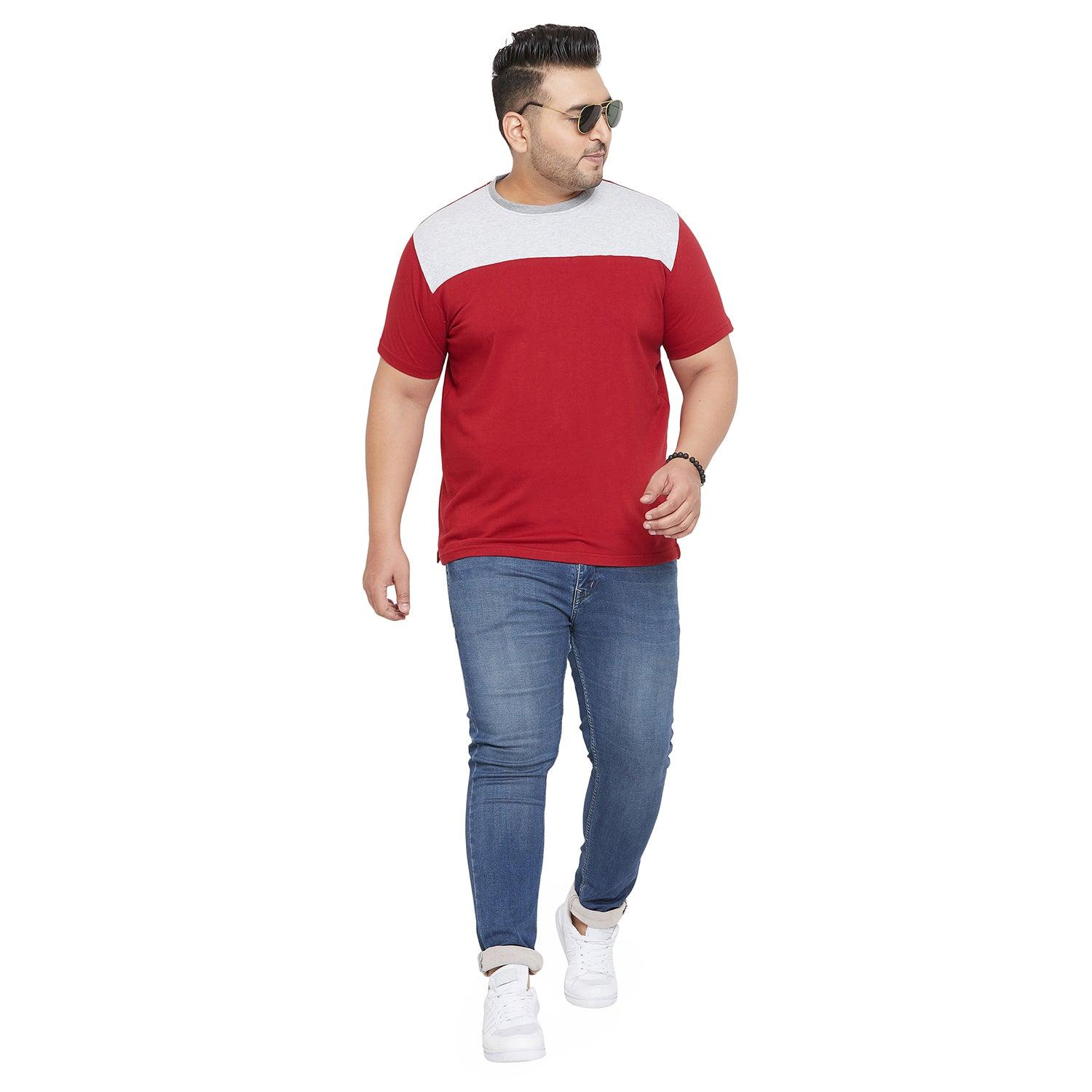 Men Plus Size Troop Colorblock Round Neck Tshirt - bigbanana