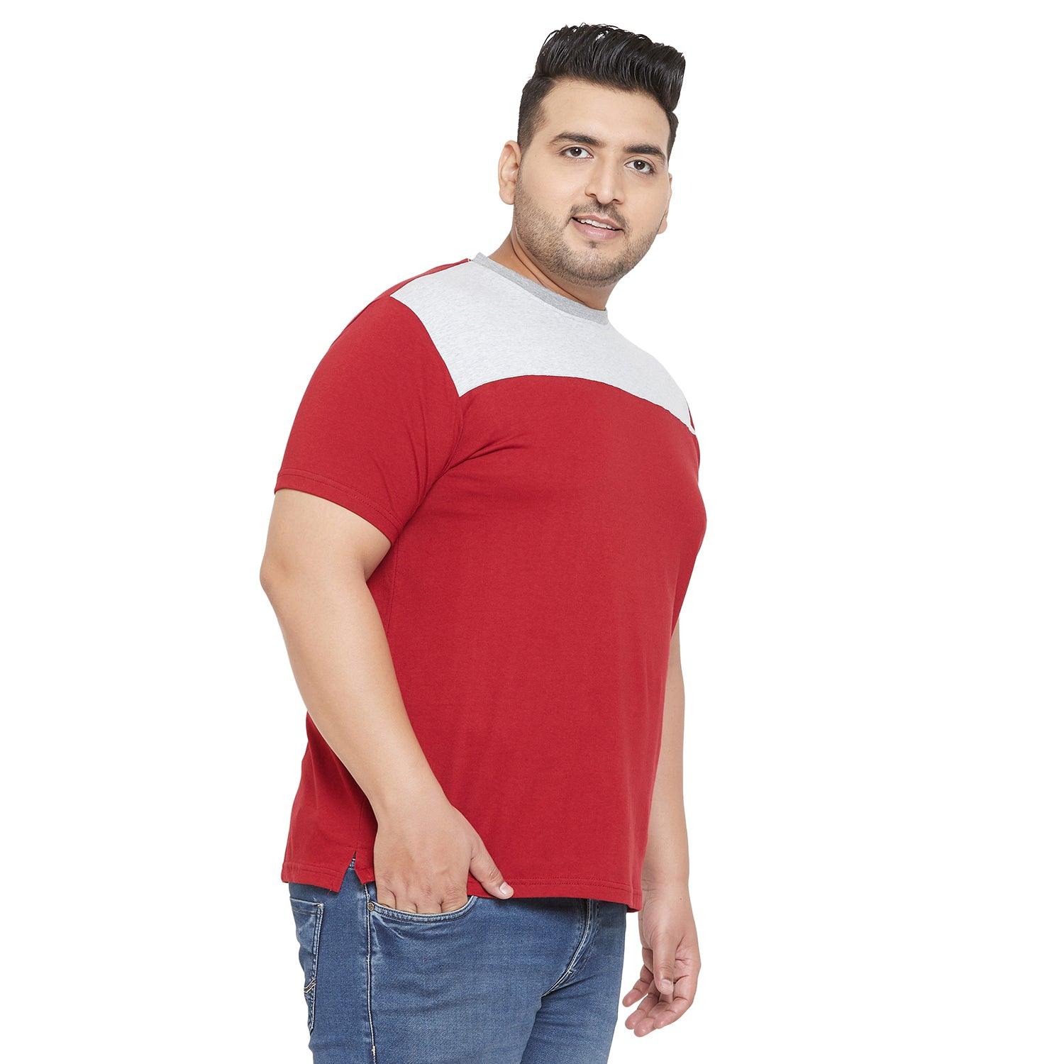 Men Plus Size Troop Colorblock Round Neck Tshirt - bigbanana