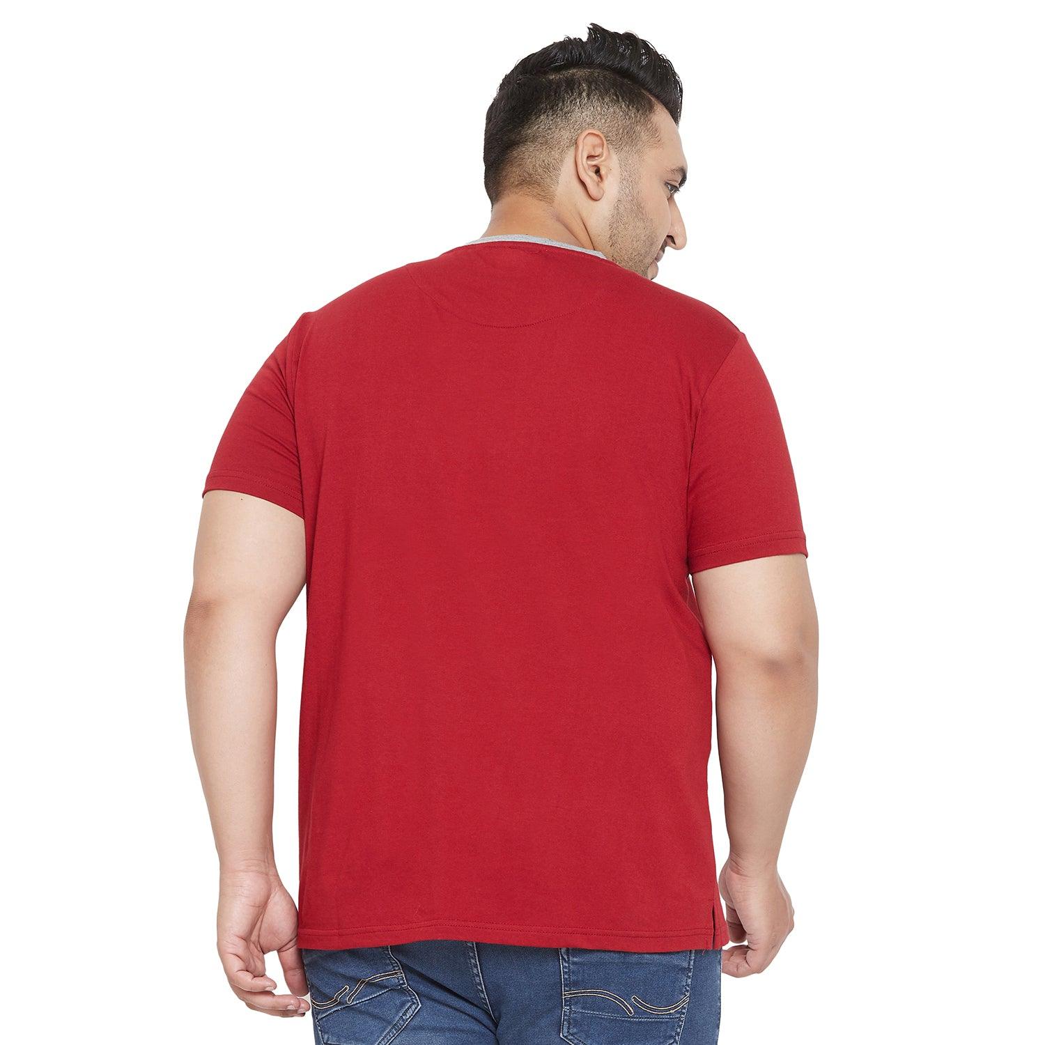 Men Plus Size Troop Colorblock Round Neck Tshirt - bigbanana