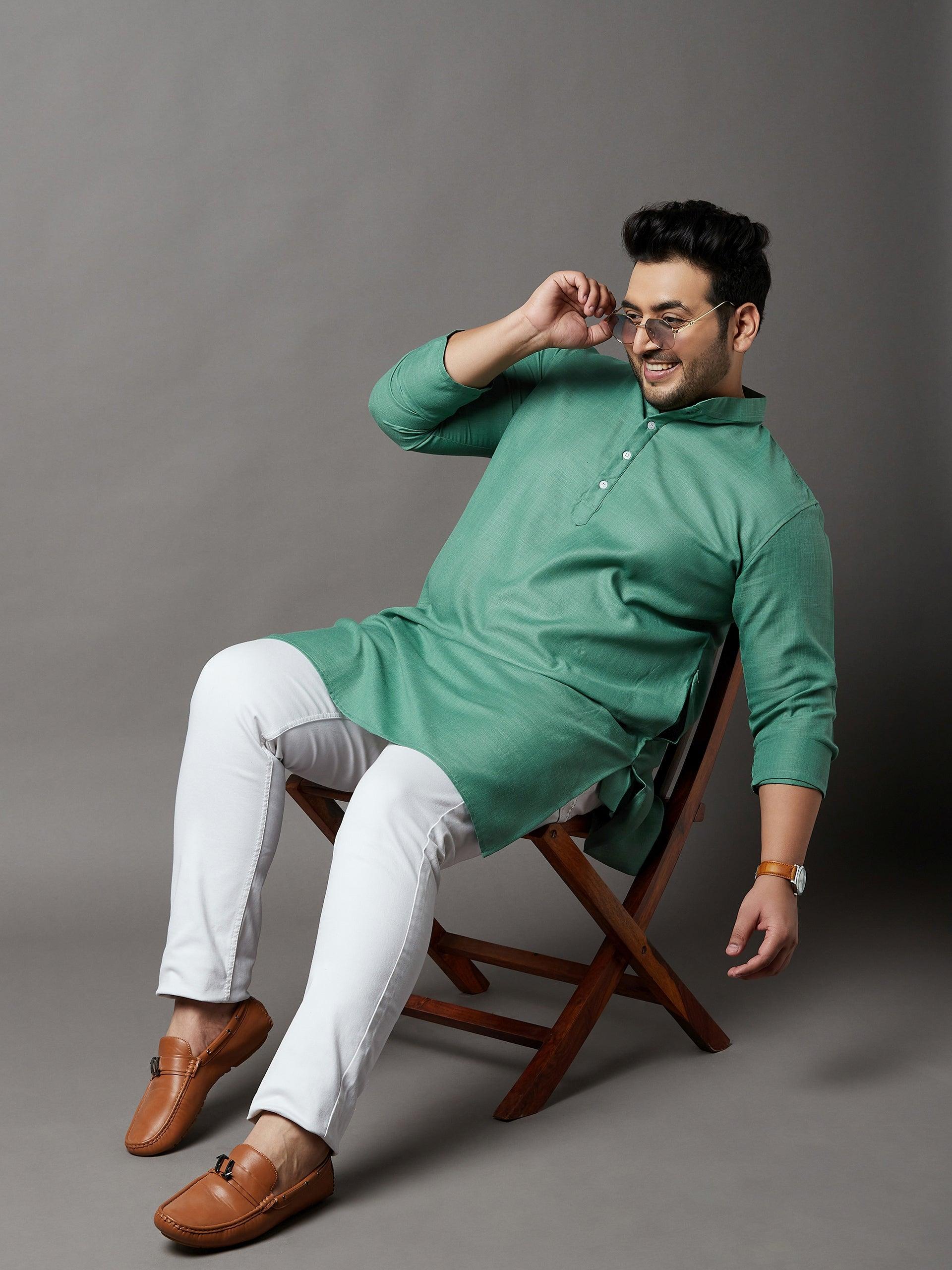 Men Plus Size Ullas Solid Kurta - bigbanana