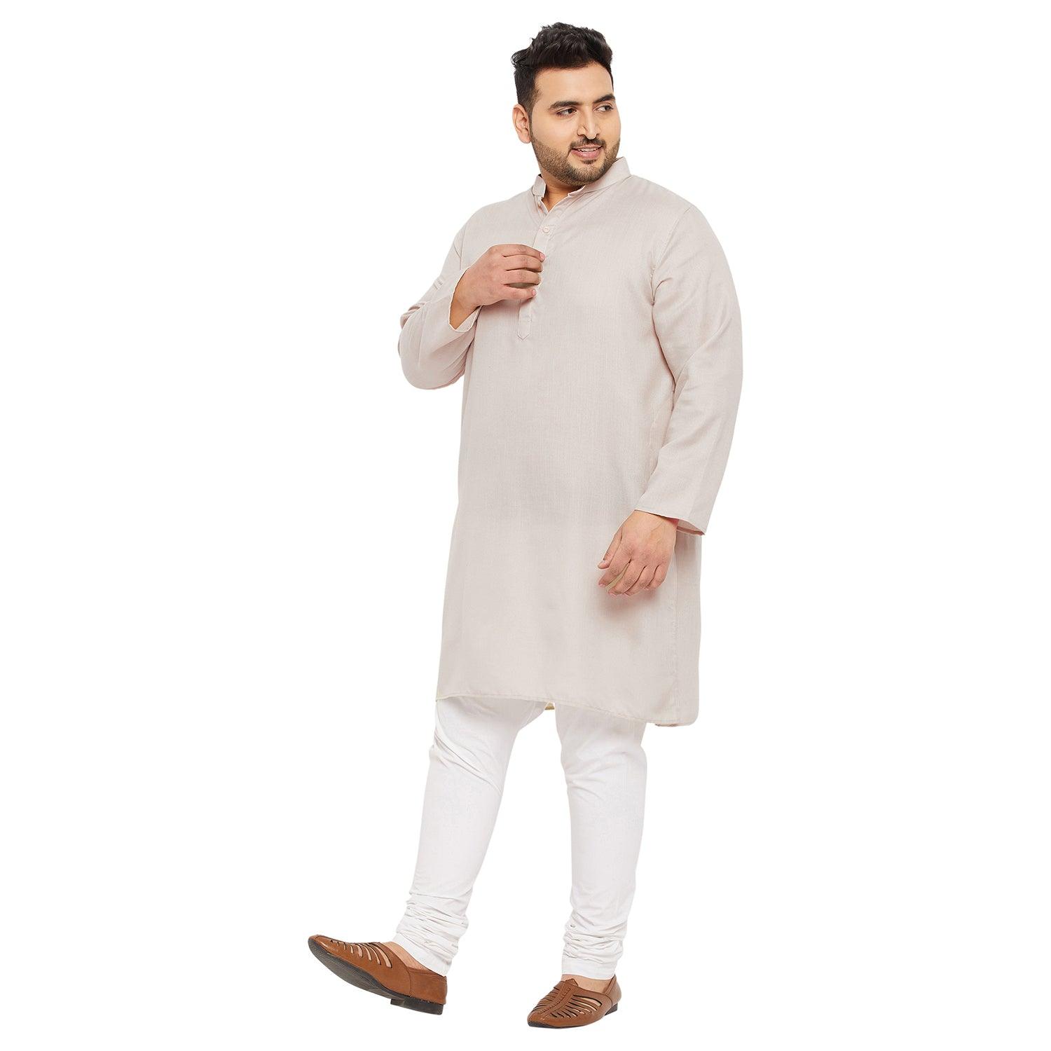 Men Plus Size Ullas-OW Solid Kurta - bigbanana