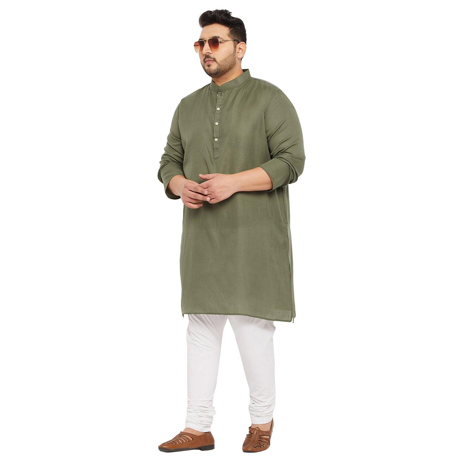 Men Plus Size Ullas-OL Solid Kurta - bigbanana