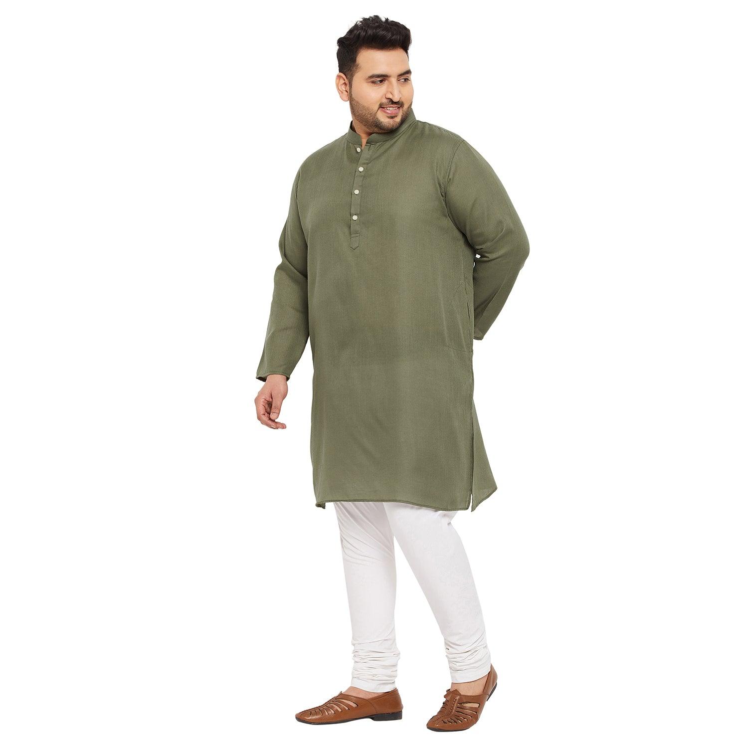 Men Plus Size Ullas-OL Solid Kurta - bigbanana