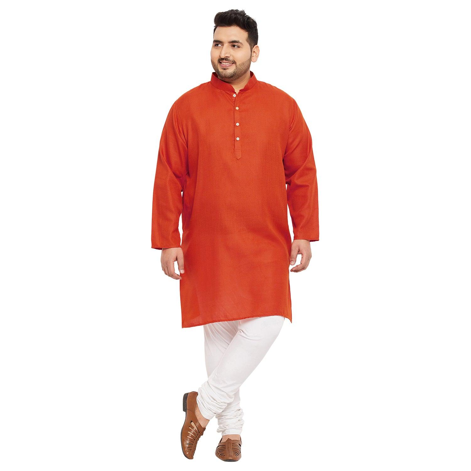 Men Plus Size Ullas-O Solid Kurta - bigbanana