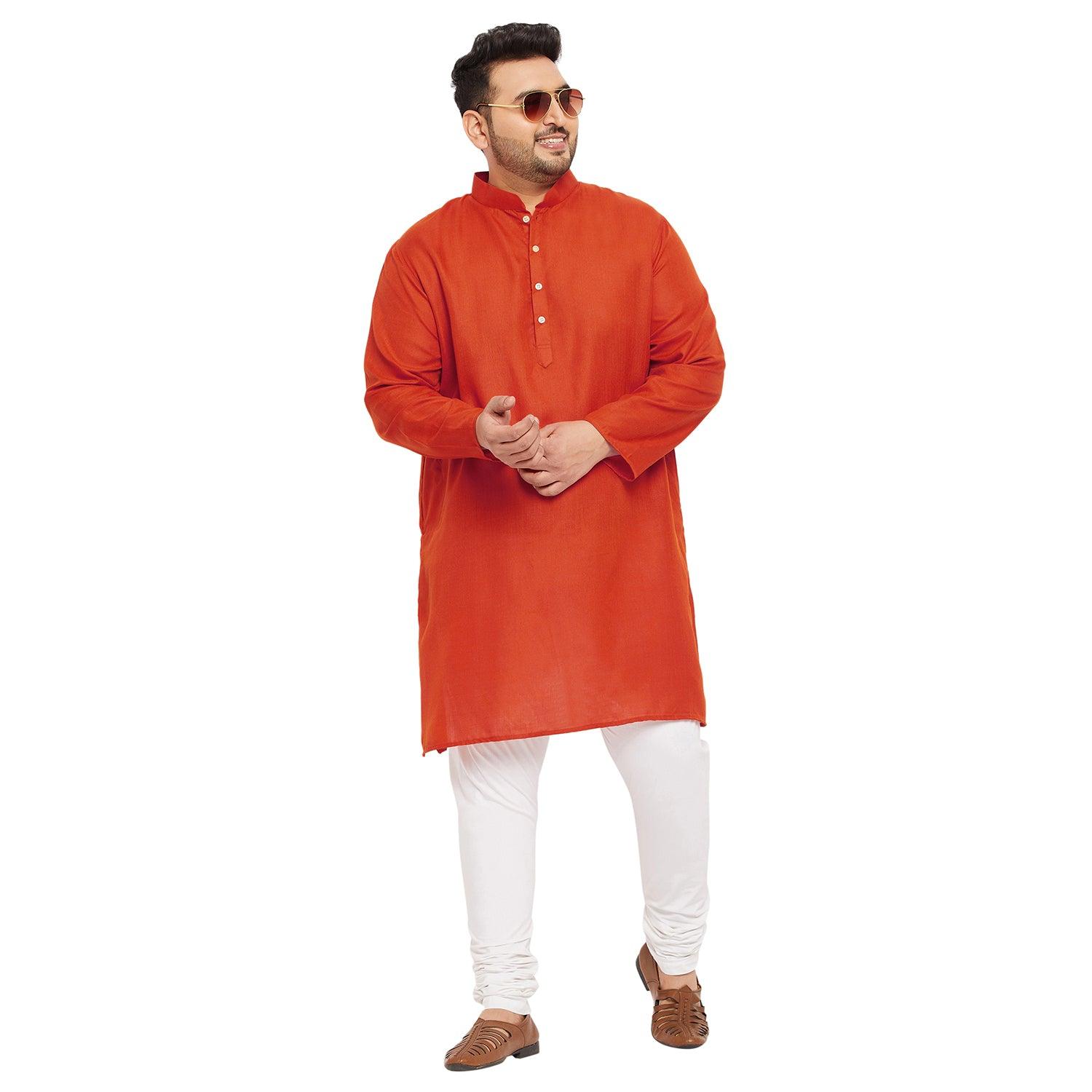 Men Plus Size Ullas-O Solid Kurta - bigbanana