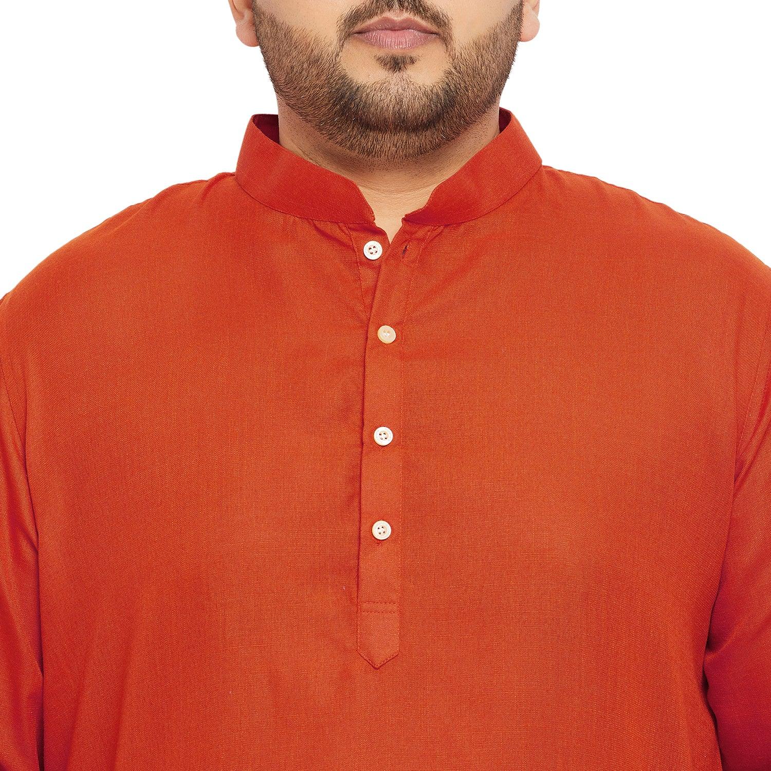 Men Plus Size Ullas-O Solid Kurta - bigbanana