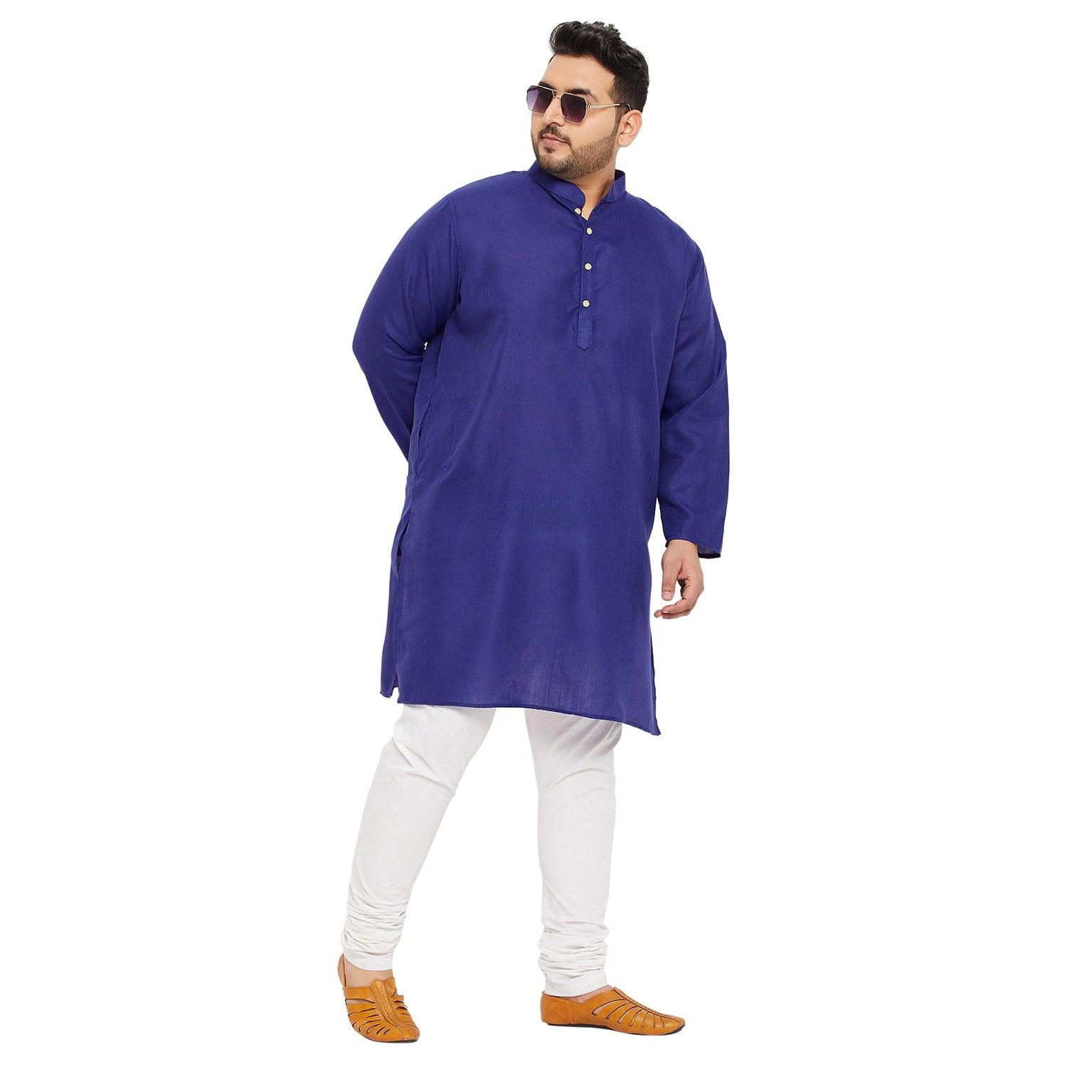 Men Plus Size Ullas-RB Solid Kurta - bigbanana