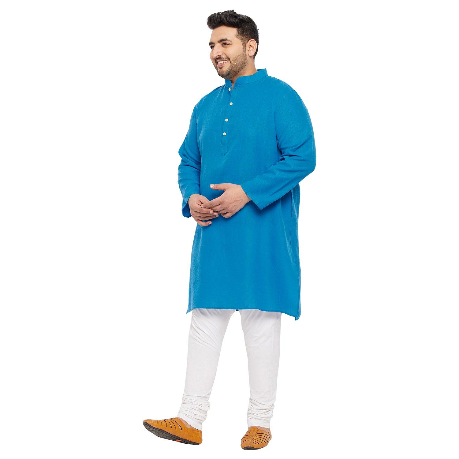 Men Plus Size Ullas-SB Solid Kurta - bigbanana