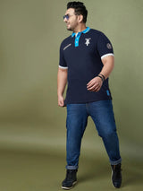 Men Plus Size Valve Colorblock Polo Tshirt - bigbanana