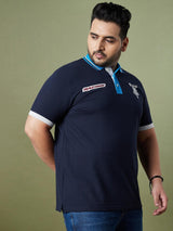 Men Plus Size Valve Colorblock Polo Tshirt - bigbanana