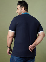 Men Plus Size Valve Colorblock Polo Tshirt - bigbanana