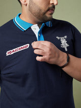 Men Plus Size Valve Colorblock Polo Tshirt - bigbanana