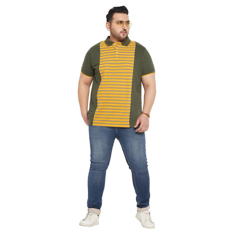 Men Plus Size Varsity Colorblock Polo Tshirt - bigbanana