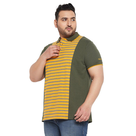 Men Plus Size Varsity Colorblock Polo Tshirt - bigbanana