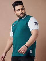 Men Plus Size Visor Colorblock Polo Tshirt - bigbanana