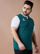 Men Plus Size Visor Colorblock Polo Tshirt - bigbanana