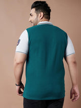 Men Plus Size Visor Colorblock Polo Tshirt - bigbanana