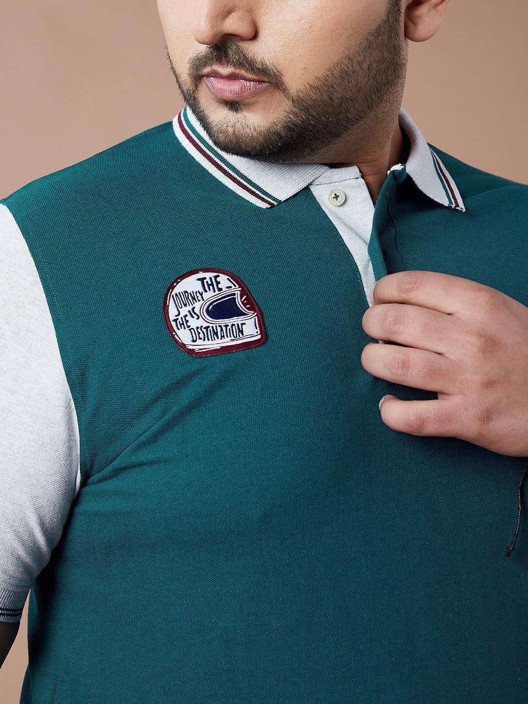 Men Plus Size Visor Colorblock Polo Tshirt - bigbanana