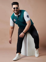 Men Plus Size Visor Colorblock Polo Tshirt - bigbanana