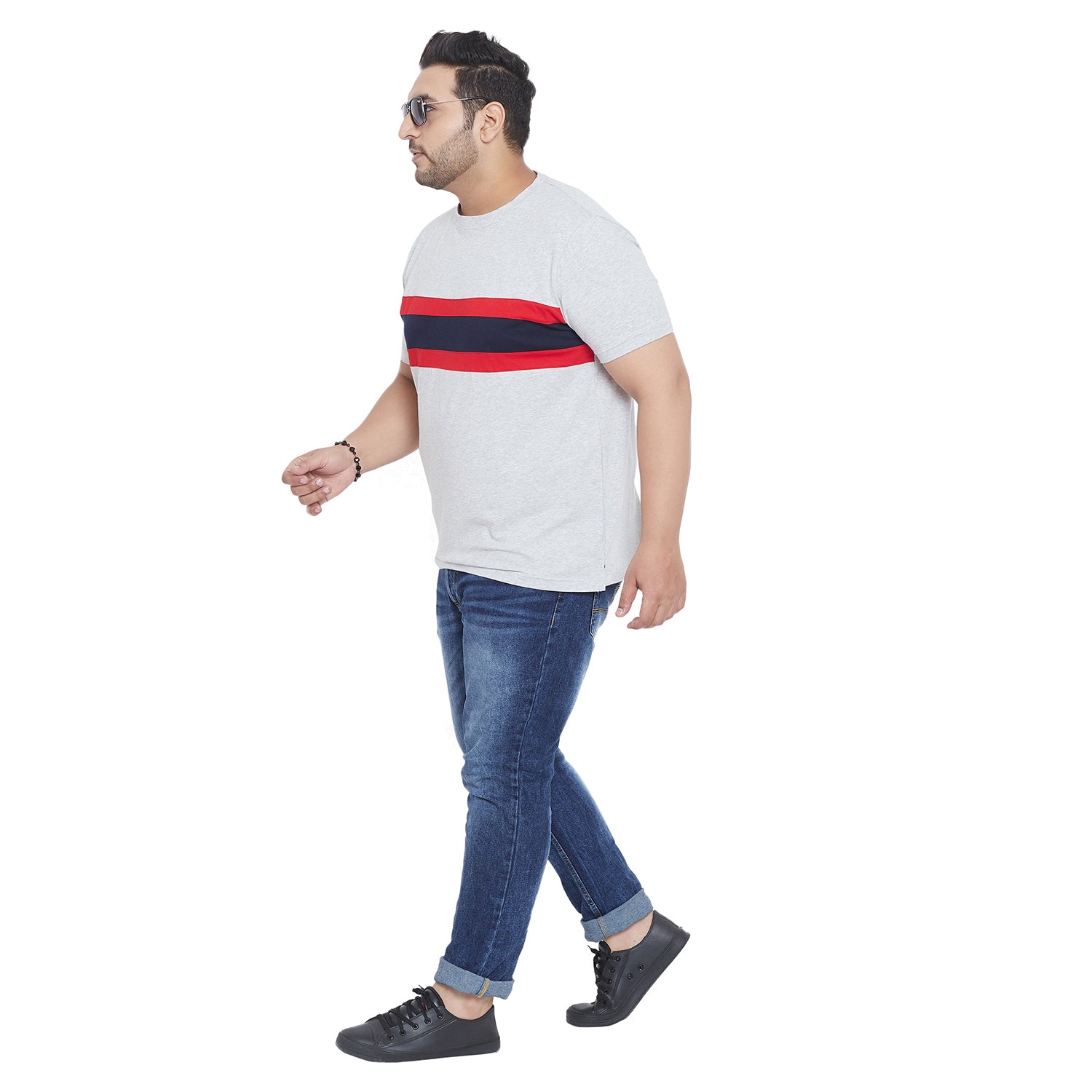 Men Plus Size Wade Colorblock Round Neck Tshirt - bigbanana