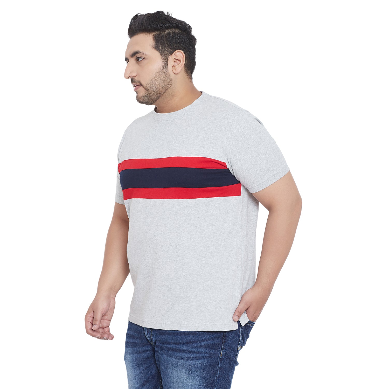 Men Plus Size Wade Colorblock Round Neck Tshirt - bigbanana