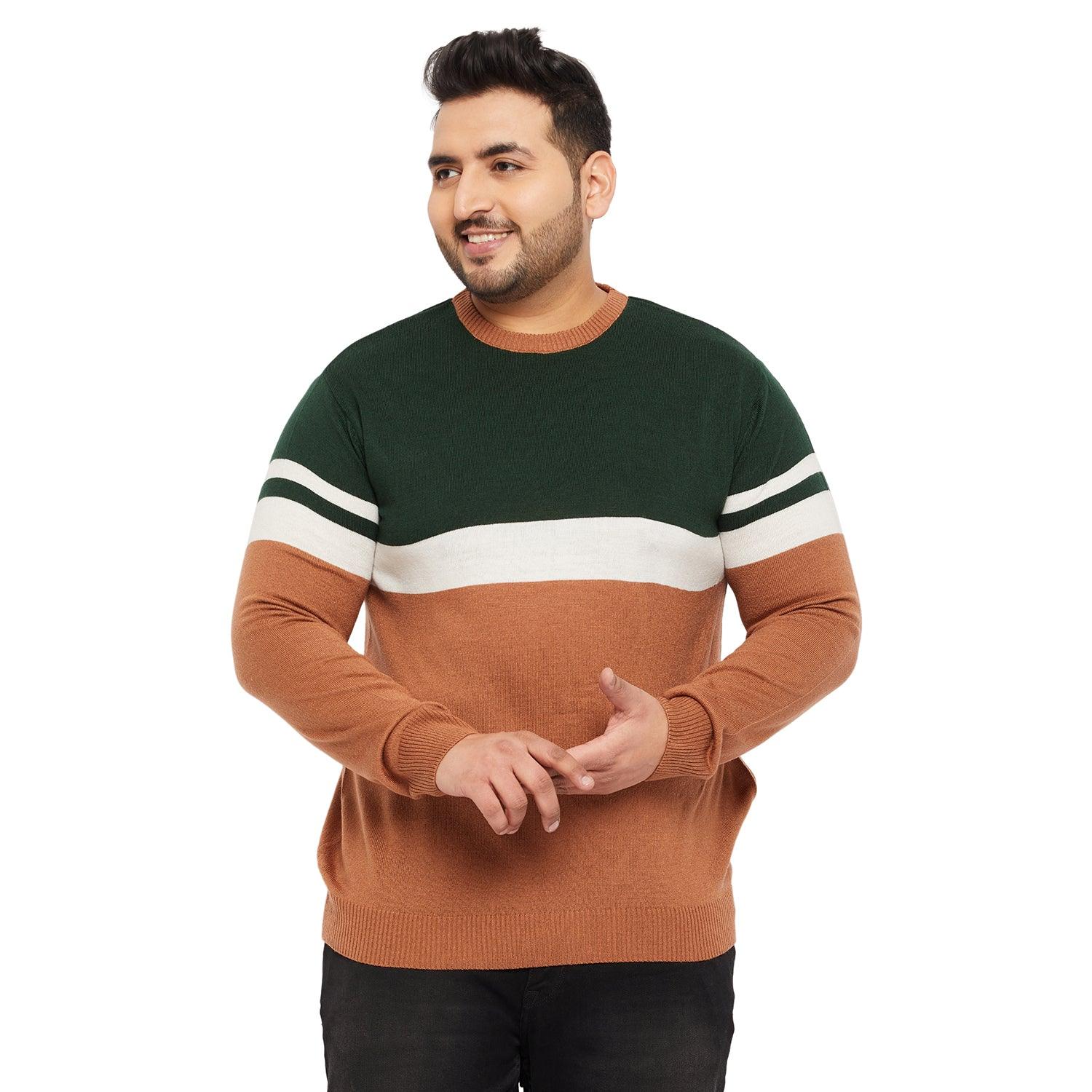 Men Plus Size Windser Striped Sweater - bigbanana