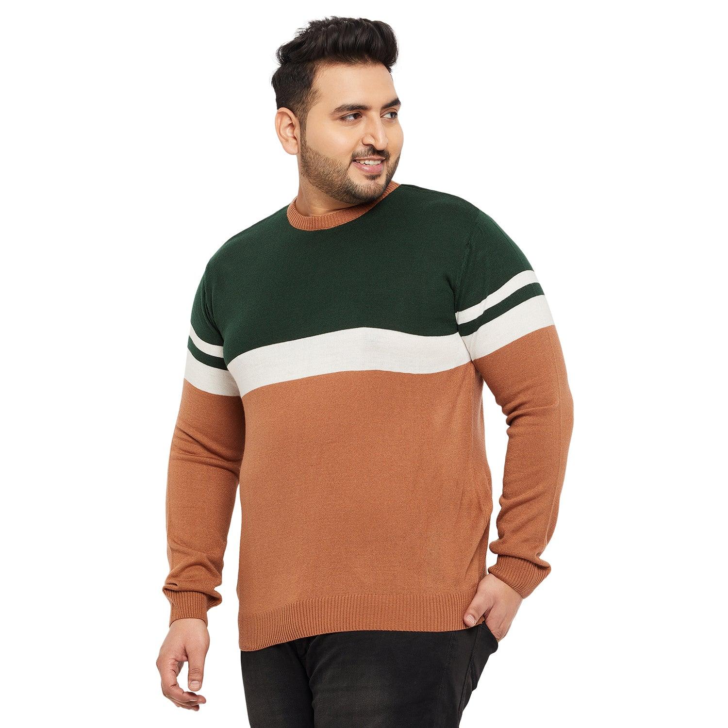 Men Plus Size Windser Striped Sweater - bigbanana