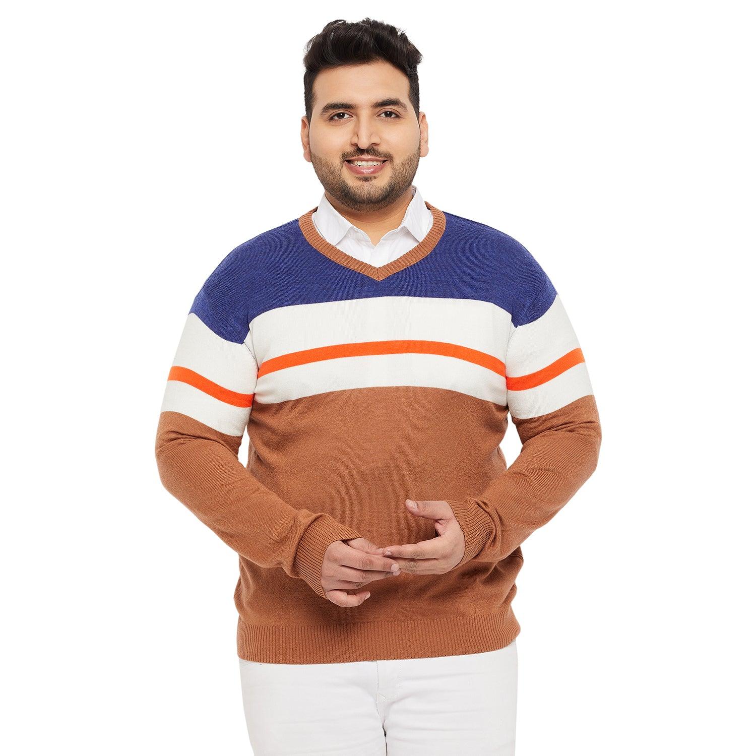 Men Plus Size Wish Striped Sweater - bigbanana