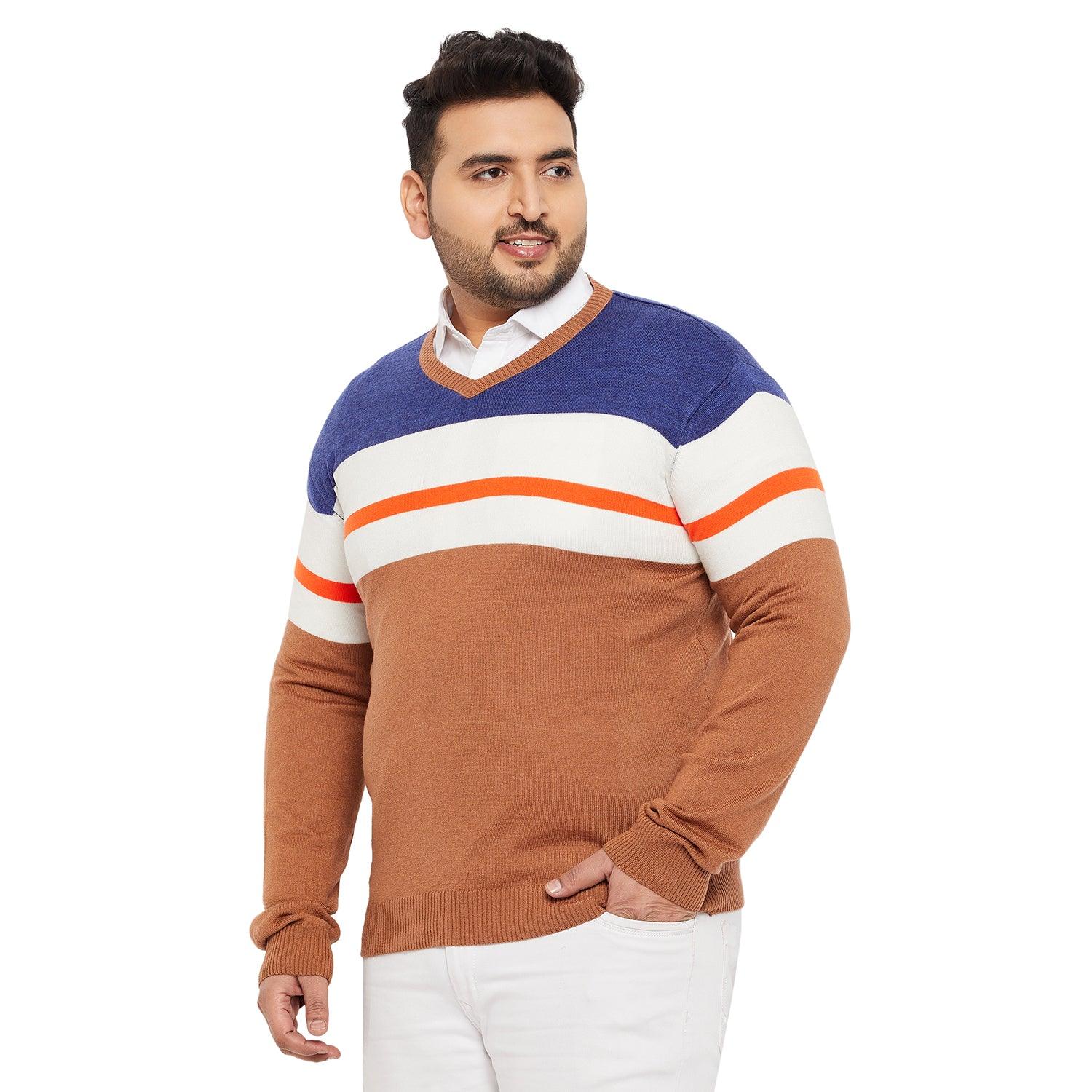 Men Plus Size Wish Striped Sweater - bigbanana