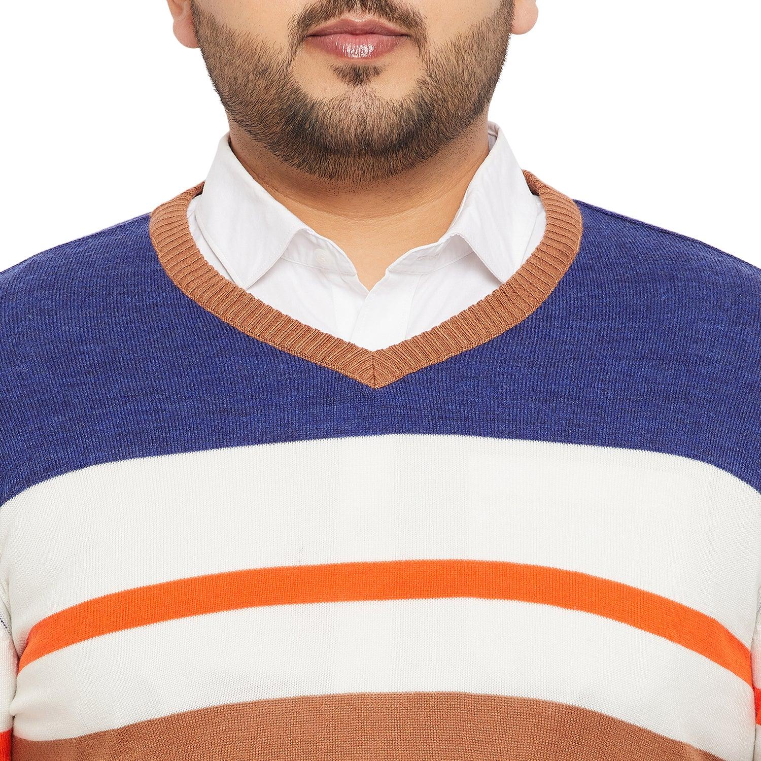 Men Plus Size Wish Striped Sweater - bigbanana