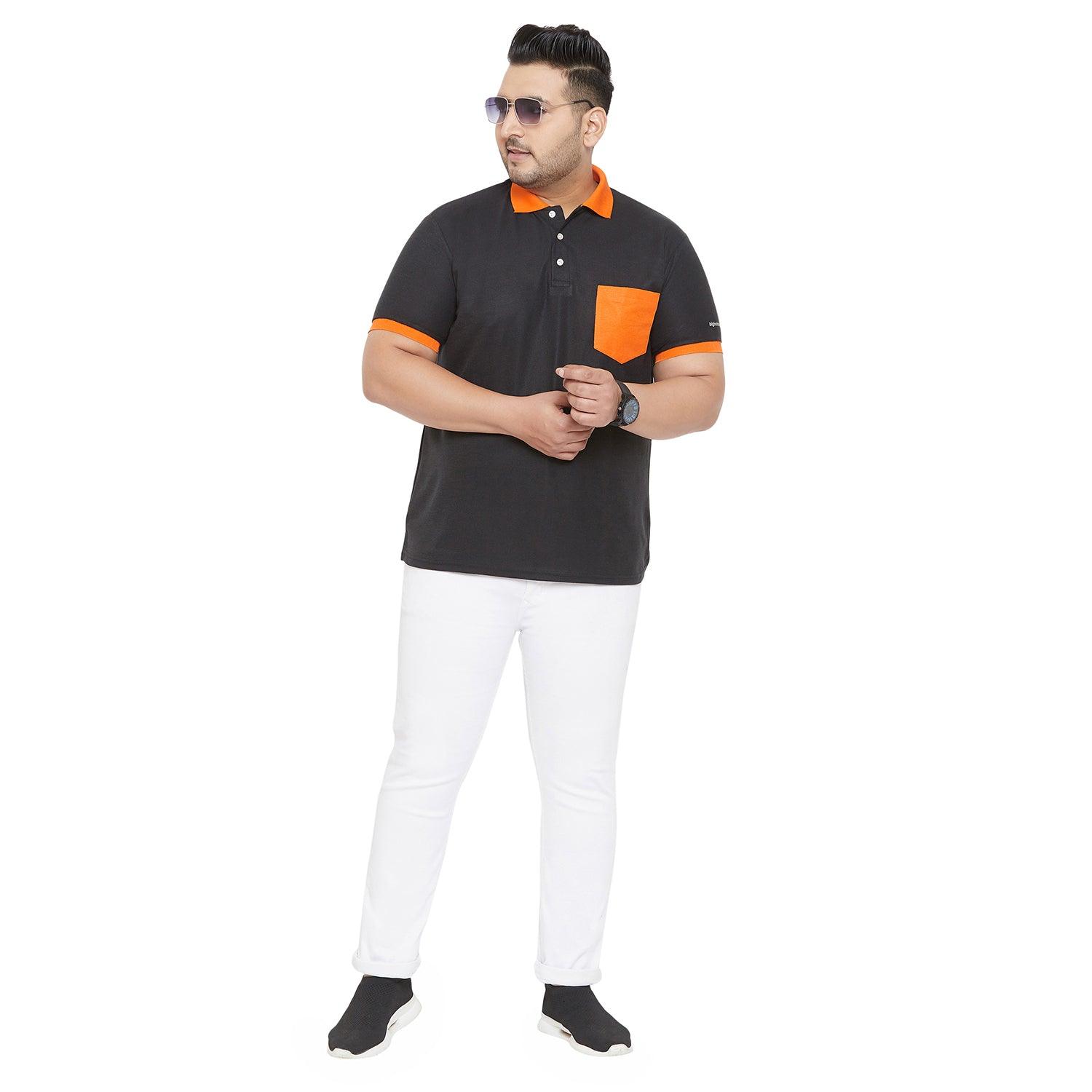 Men Plus Size Wok Colorblock Polo Tshirt - bigbanana